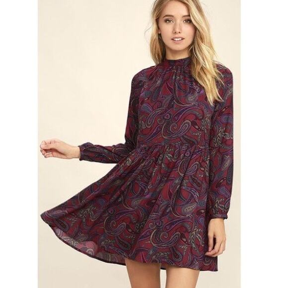 Jack by BB Dakota Triston Paisley High Neck Mini Dress Womens Size S Flowy Boho - Picture 4 of 16
